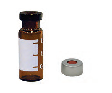 1.8 mL Amber Wide Mouth Crimp Vial w/Label Combo Pack(100/pk) - 100 Stk.