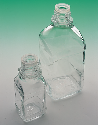 Enghals-Vierkantschraubflaschen, hohe Form, Klarglas