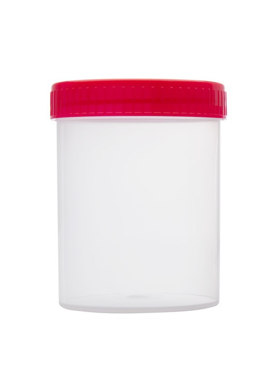 Probenbecher, steril mit Deckel Rot, 200 ml - 200 Stk.