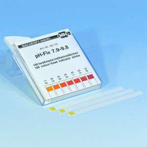 pH-Fix-Indikatorstäbchen pH 7,9 – 9,8, 100 Stäbchen 6 × 85 mm